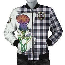 Scottish MacRae Dress Modern Tartan Family Crest with Thistle and Scotland Map Tartan Plaid Bomber Jacket Scottish Plaid Tartan Plaid - ScotsTee - scotstee.com