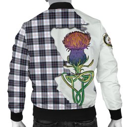 Scottish MacRae Dress Modern Tartan Family Crest with Thistle and Scotland Map Tartan Plaid Bomber Jacket Scottish Plaid Tartan Plaid - ScotsTee - scotstee.com