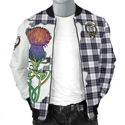 Scottish MacRae Dress Modern Tartan Family Crest with Thistle and Scotland Map Tartan Plaid Bomber Jacket Scottish Plaid Tartan Plaid - ScotsTee - scotstee.com