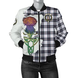 Scottish MacRae Dress Modern Tartan Family Crest with Thistle and Scotland Map Tartan Plaid Bomber Jacket Scottish Plaid Tartan Plaid - ScotsTee - scotstee.com
