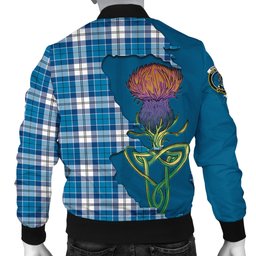 Scottish Roberton Tartan Family Crest with Thistle and Scotland Map Tartan Plaid Bomber Jacket Scottish Plaid Tartan Plaid - ScotsTee - scotstee.com