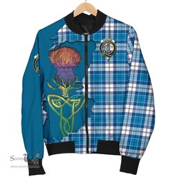 Scottish Roberton Tartan Family Crest with Thistle and Scotland Map Tartan Plaid Bomber Jacket Scottish Plaid Tartan Plaid - ScotsTee - scotstee.com