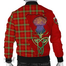 Scottish Morrison Red Modern Tartan Family Crest with Thistle and Scotland Map Tartan Plaid Bomber Jacket Scottish Plaid Tartan Plaid - ScotsTee - scotstee.com