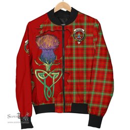 Scottish Morrison Red Modern Tartan Family Crest with Thistle and Scotland Map Tartan Plaid Bomber Jacket Scottish Plaid Tartan Plaid - ScotsTee - scotstee.com