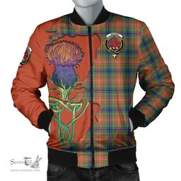 Scottish Wilson Ancient Tartan Family Crest with Thistle and Scotland Map Tartan Plaid Bomber Jacket Scottish Plaid Tartan Plaid - ScotsTee - scotstee.com