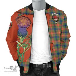 Scottish Wilson Ancient Tartan Family Crest with Thistle and Scotland Map Tartan Plaid Bomber Jacket Scottish Plaid Tartan Plaid - ScotsTee - scotstee.com
