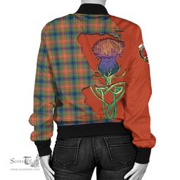Scottish Wilson Ancient Tartan Family Crest with Thistle and Scotland Map Tartan Plaid Bomber Jacket Scottish Plaid Tartan Plaid - ScotsTee - scotstee.com