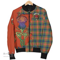 Scottish Wilson Ancient Tartan Family Crest with Thistle and Scotland Map Tartan Plaid Bomber Jacket Scottish Plaid Tartan Plaid - ScotsTee - scotstee.com