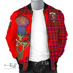 Scottish Murray of Tulloch Modern Tartan Family Crest with Thistle and Scotland Map Tartan Plaid Bomber Jacket Scottish Plaid Tartan Plaid - ScotsTee - scotstee.com