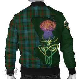 Scottish Ross Hunting Tartan Family Crest with Thistle and Scotland Map Tartan Plaid Bomber Jacket Scottish Plaid Tartan Plaid - ScotsTee - scotstee.com