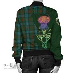 Scottish Ross Hunting Tartan Family Crest with Thistle and Scotland Map Tartan Plaid Bomber Jacket Scottish Plaid Tartan Plaid - ScotsTee - scotstee.com