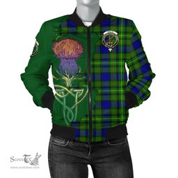 Scottish Rollo Modern Tartan Family Crest with Thistle and Scotland Map Tartan Plaid Bomber Jacket Scottish Plaid Tartan Plaid - ScotsTee - scotstee.com