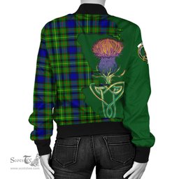 Scottish Rollo Modern Tartan Family Crest with Thistle and Scotland Map Tartan Plaid Bomber Jacket Scottish Plaid Tartan Plaid - ScotsTee - scotstee.com