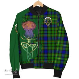 Scottish Rollo Modern Tartan Family Crest with Thistle and Scotland Map Tartan Plaid Bomber Jacket Scottish Plaid Tartan Plaid - ScotsTee - scotstee.com