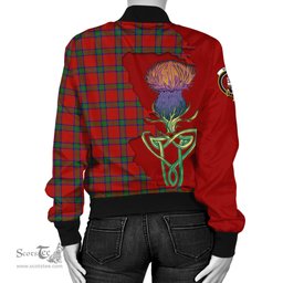 Scottish Wood Dress Tartan Family Crest with Thistle and Scotland Map Tartan Plaid Bomber Jacket Scottish Plaid Tartan Plaid - ScotsTee - scotstee.com