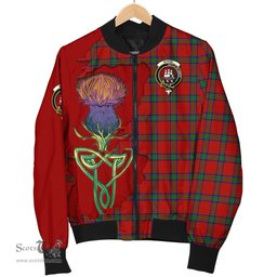 Scottish Wood Dress Tartan Family Crest with Thistle and Scotland Map Tartan Plaid Bomber Jacket Scottish Plaid Tartan Plaid - ScotsTee - scotstee.com