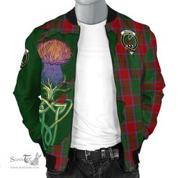 Scottish MacPhail Blue Bands Tartan Family Crest with Thistle and Scotland Map Tartan Plaid Bomber Jacket Scottish Plaid Tartan Plaid - ScotsTee - scotstee.com