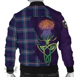 Scottish Nevoy Tartan Family Crest with Thistle and Scotland Map Tartan Plaid Bomber Jacket Scottish Plaid Tartan Plaid - ScotsTee - scotstee.com