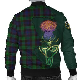 Scottish Stewart Old Tartan Family Crest with Thistle and Scotland Map Tartan Plaid Bomber Jacket Scottish Plaid Tartan Plaid - ScotsTee - scotstee.com