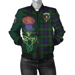 Scottish Stewart Old Tartan Family Crest with Thistle and Scotland Map Tartan Plaid Bomber Jacket Scottish Plaid Tartan Plaid - ScotsTee - scotstee.com