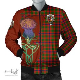Scottish Skene Modern Tartan Family Crest with Thistle and Scotland Map Tartan Plaid Bomber Jacket Scottish Plaid Tartan Plaid - ScotsTee - scotstee.com