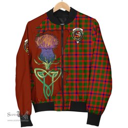 Scottish Skene Modern Tartan Family Crest with Thistle and Scotland Map Tartan Plaid Bomber Jacket Scottish Plaid Tartan Plaid - ScotsTee - scotstee.com