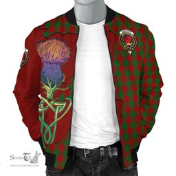 Scottish Moncrieff Tartan Family Crest with Thistle and Scotland Map Tartan Plaid Bomber Jacket Scottish Plaid Tartan Plaid - ScotsTee - scotstee.com