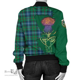 Scottish Urquhart Ancient Tartan Family Crest with Thistle and Scotland Map Tartan Plaid Bomber Jacket Scottish Plaid Tartan Plaid - ScotsTee - scotstee.com