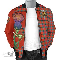 Scottish Sinclair Ancient Tartan Family Crest with Thistle and Scotland Map Tartan Plaid Bomber Jacket Scottish Plaid Tartan Plaid - ScotsTee - scotstee.com
