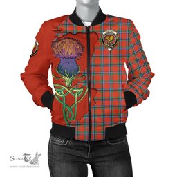 Scottish Sinclair Ancient Tartan Family Crest with Thistle and Scotland Map Tartan Plaid Bomber Jacket Scottish Plaid Tartan Plaid - ScotsTee - scotstee.com