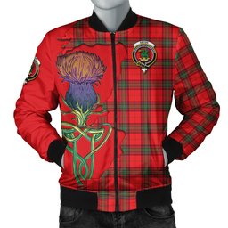 Scottish Seton Modern Tartan Family Crest with Thistle and Scotland Map Tartan Plaid Bomber Jacket Scottish Plaid Tartan Plaid - ScotsTee - scotstee.com