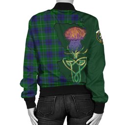 Scottish Oliphant Tartan Family Crest with Thistle and Scotland Map Tartan Plaid Bomber Jacket Scottish Plaid Tartan Plaid - ScotsTee - scotstee.com