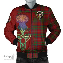Scottish Shaw of Tordarroch Red Dress Tartan Family Crest with Thistle and Scotland Map Tartan Plaid Bomber Jacket Scottish Plaid Tartan Plaid - ScotsTee - scotstee.com