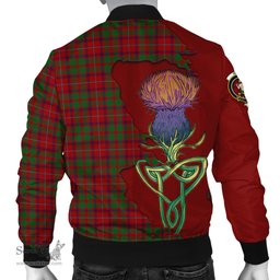 Scottish Shaw of Tordarroch Red Dress Tartan Family Crest with Thistle and Scotland Map Tartan Plaid Bomber Jacket Scottish Plaid Tartan Plaid - ScotsTee - scotstee.com