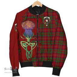 Scottish Shaw of Tordarroch Red Dress Tartan Family Crest with Thistle and Scotland Map Tartan Plaid Bomber Jacket Scottish Plaid Tartan Plaid - ScotsTee - scotstee.com