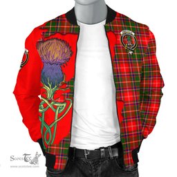 Scottish Somerville Modern Tartan Family Crest with Thistle and Scotland Map Tartan Plaid Bomber Jacket Scottish Plaid Tartan Plaid - ScotsTee - scotstee.com