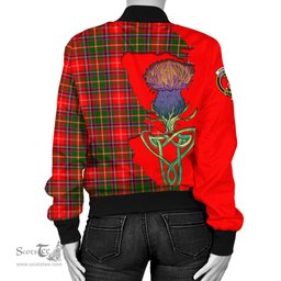 Scottish Somerville Modern Tartan Family Crest with Thistle and Scotland Map Tartan Plaid Bomber Jacket Scottish Plaid Tartan Plaid - ScotsTee - scotstee.com