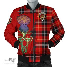 Scottish Majoribanks Tartan Family Crest with Thistle and Scotland Map Tartan Plaid Bomber Jacket Scottish Plaid Tartan Plaid - ScotsTee - scotstee.com