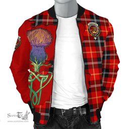 Scottish Majoribanks Tartan Family Crest with Thistle and Scotland Map Tartan Plaid Bomber Jacket Scottish Plaid Tartan Plaid - ScotsTee - scotstee.com
