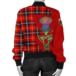 Scottish Majoribanks Tartan Family Crest with Thistle and Scotland Map Tartan Plaid Bomber Jacket Scottish Plaid Tartan Plaid - ScotsTee - scotstee.com