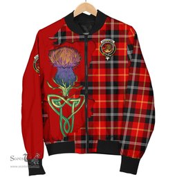 Scottish Majoribanks Tartan Family Crest with Thistle and Scotland Map Tartan Plaid Bomber Jacket Scottish Plaid Tartan Plaid - ScotsTee - scotstee.com