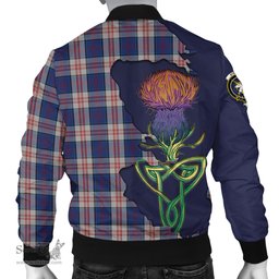 Scottish Stewart of Appin Hunting Dress Tartan Family Crest with Thistle and Scotland Map Tartan Plaid Bomber Jacket Scottish Plaid Tartan Plaid - ScotsTee - scotstee.com
