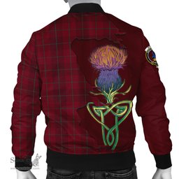 Scottish Stirling of Keir Tartan Family Crest with Thistle and Scotland Map Tartan Plaid Bomber Jacket Scottish Plaid Tartan Plaid - ScotsTee - scotstee.com