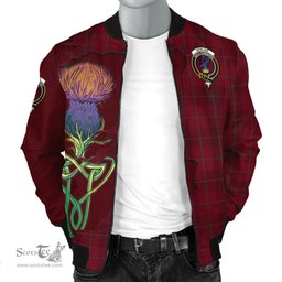 Scottish Stirling of Keir Tartan Family Crest with Thistle and Scotland Map Tartan Plaid Bomber Jacket Scottish Plaid Tartan Plaid - ScotsTee - scotstee.com