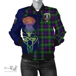 Scottish Malcolm Tartan Family Crest with Thistle and Scotland Map Tartan Plaid Bomber Jacket Scottish Plaid Tartan Plaid - ScotsTee - scotstee.com