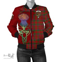 Scottish Munro Tartan Family Crest with Thistle and Scotland Map Tartan Plaid Bomber Jacket Scottish Plaid Tartan Plaid - ScotsTee - scotstee.com