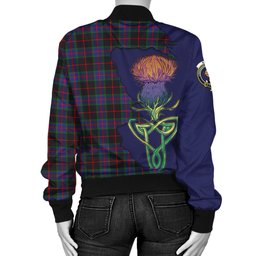 Scottish Nairn Tartan Family Crest with Thistle and Scotland Map Tartan Plaid Bomber Jacket Scottish Plaid Tartan Plaid - ScotsTee - scotstee.com