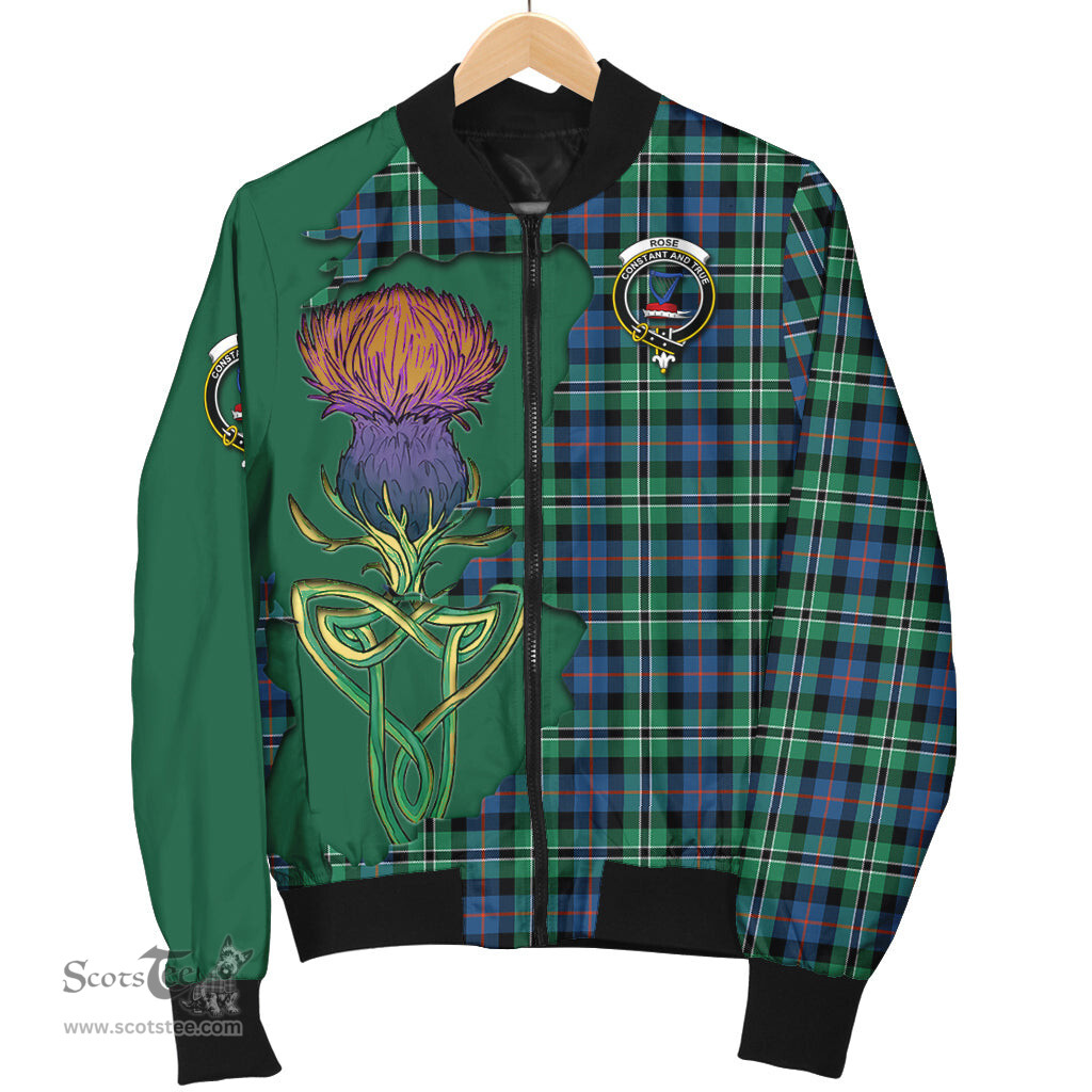 Scottish Rose Hunting Ancient Tartan Family Crest with Thistle and Scotland Map Tartan Plaid Bomber Jacket Scottish Plaid Tartan Plaid - ScotsTee - scotstee.com