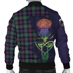 Scottish Rose Hunting Modern Tartan Family Crest with Thistle and Scotland Map Tartan Plaid Bomber Jacket Scottish Plaid Tartan Plaid - ScotsTee - scotstee.com