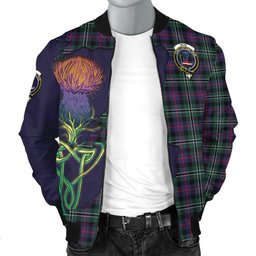 Scottish Rose Hunting Modern Tartan Family Crest with Thistle and Scotland Map Tartan Plaid Bomber Jacket Scottish Plaid Tartan Plaid - ScotsTee - scotstee.com